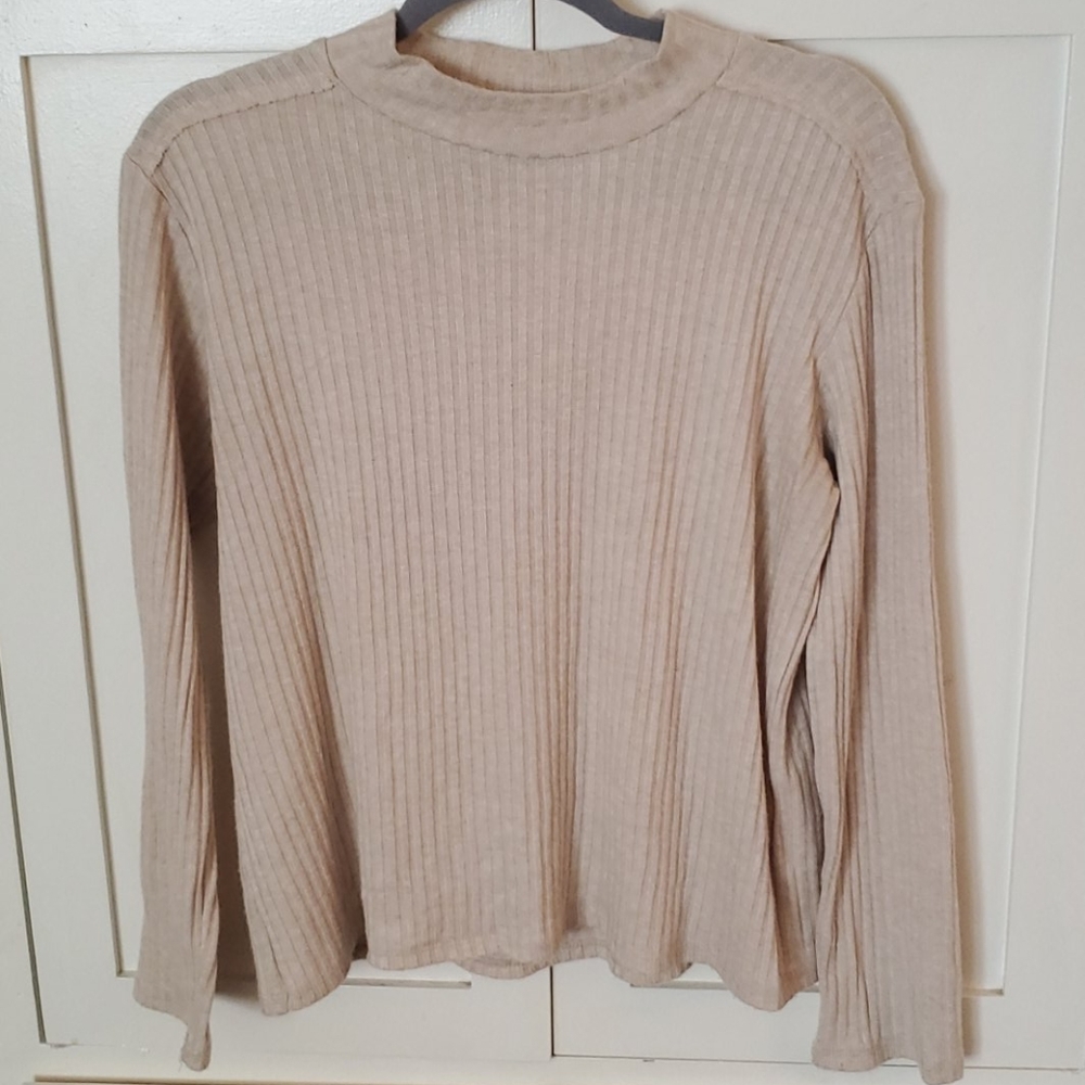 Zara Creamed Colored Mocked turtle/ Crew neck